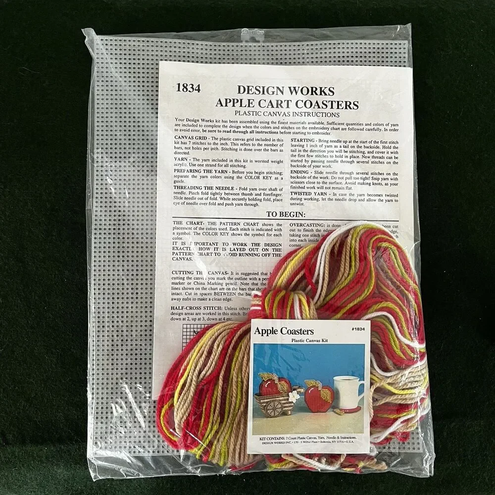 Design Works Apple Coasters Plastic Canvas Counted Cross Stitch Kit #1834